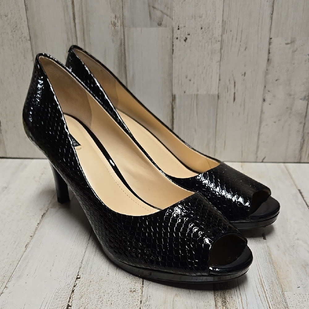Alex Marie Black Peep-Toe Women's Shoes